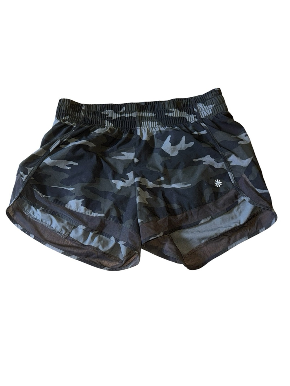 Athleta Mesh Racer Run Short Camo XS Athletic Running Shorts